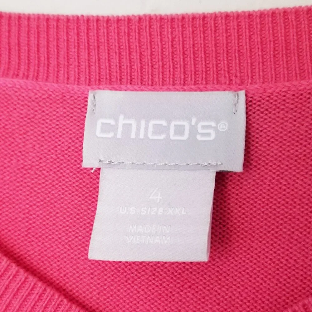 Chico’s Big Heart Pink Pullover Sweater Lightweight Jumper Plus Size XXL $90 - Picture 8 of 16